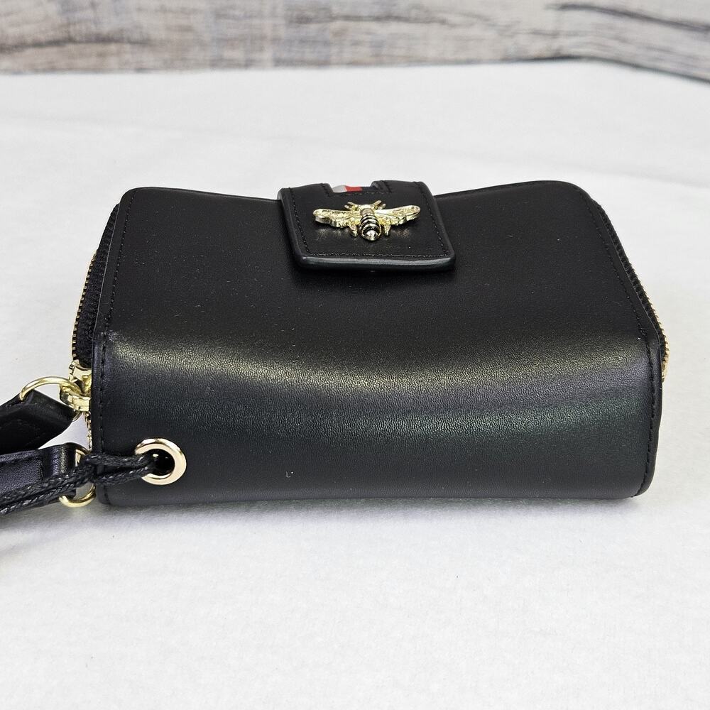 Women Bee Wallet Black Pomelo Best Gold Zip Around Wrist Strap Faux Leather RFID - Picture 6 of 16